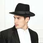 Шляпа-федора Мужская шерстяная, с широкими полями, Классическая