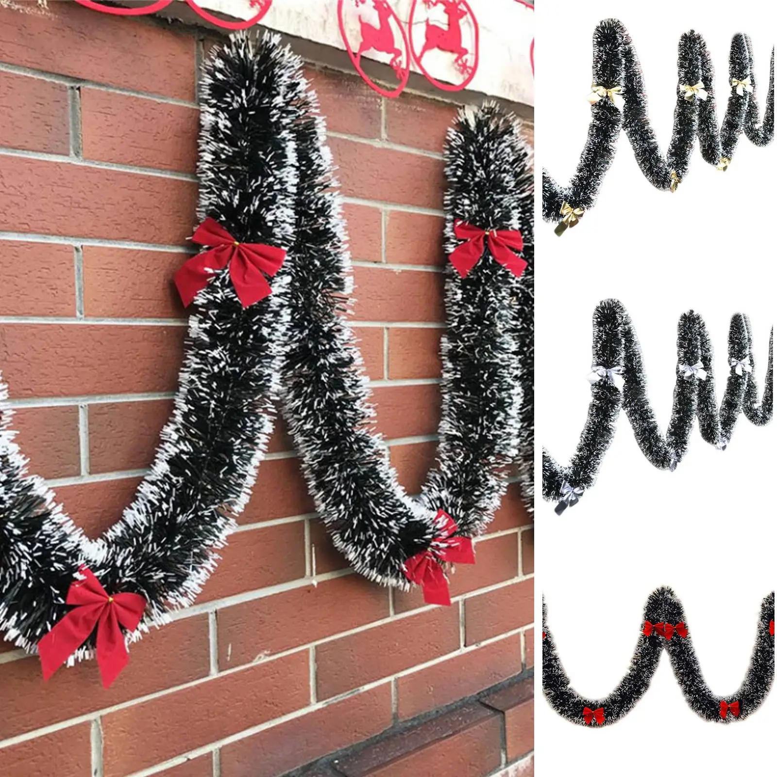 

Рождественские украшения длиной 2 м, зеленая гирлянда с бантом, Подвесные Украшения для рождественской елки, стены, окна, товары для рождевечерние