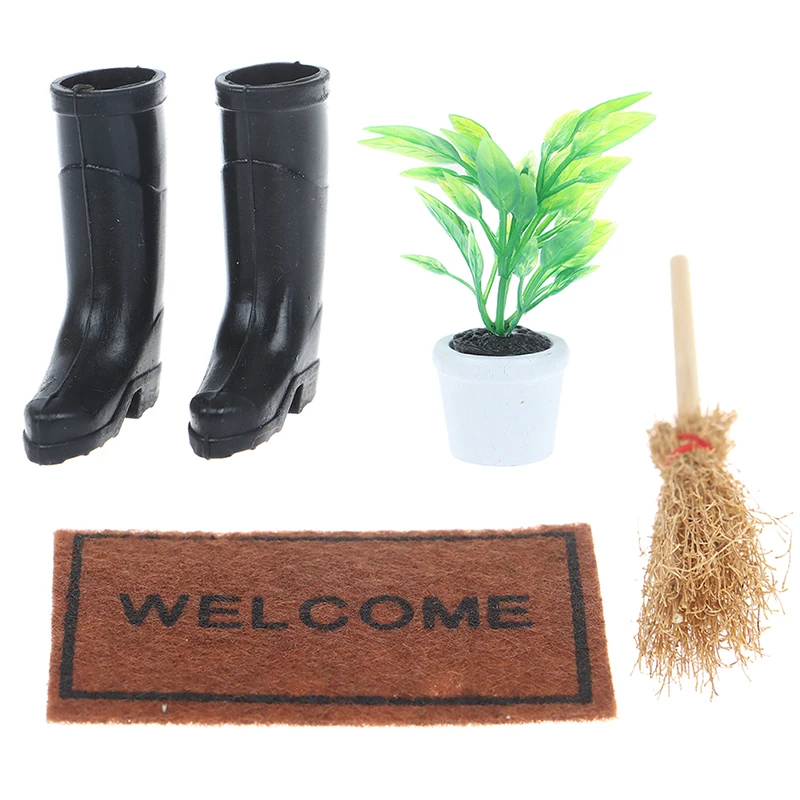 

Для куклы игрушки в виде садовых инструментов DIY Аксессуары 1 комплект 1:12 кукольный домик для украшения сада, модель комнатные + метла + коври...