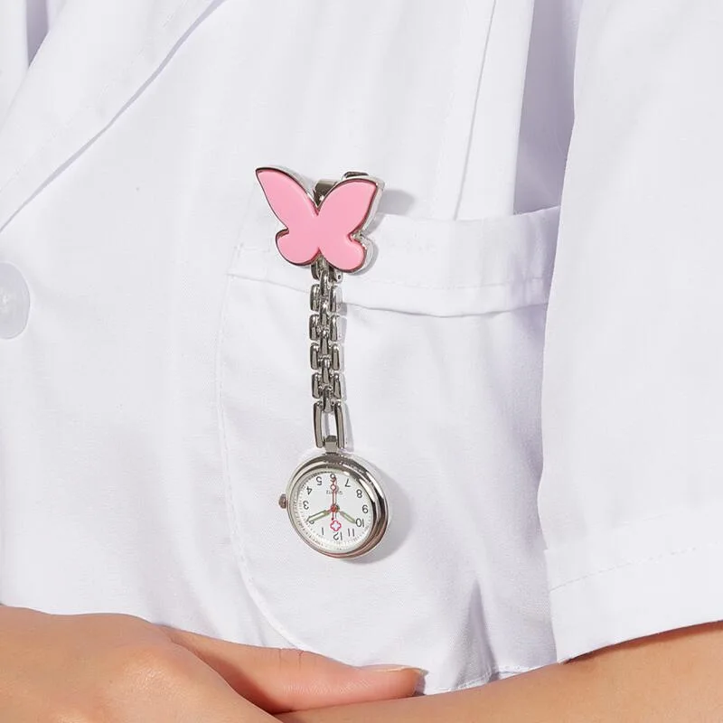 Butterfly Nurse Watch 10pcs Doctor Pocket Watch Medical Hanging Brooch Quartz Clock Luminous Hospital Gift Dropshipping 10pcs