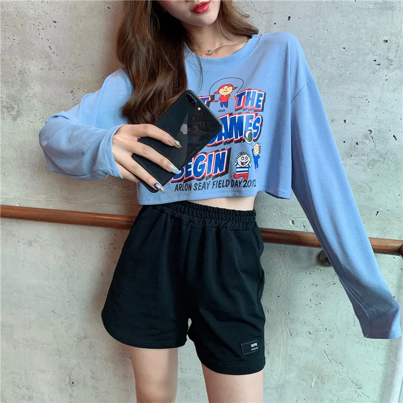 

high quality Women's Clothing new Spring and autumn style casual full casual o-neck print ladies tops fashion Trend T-Shirts hot