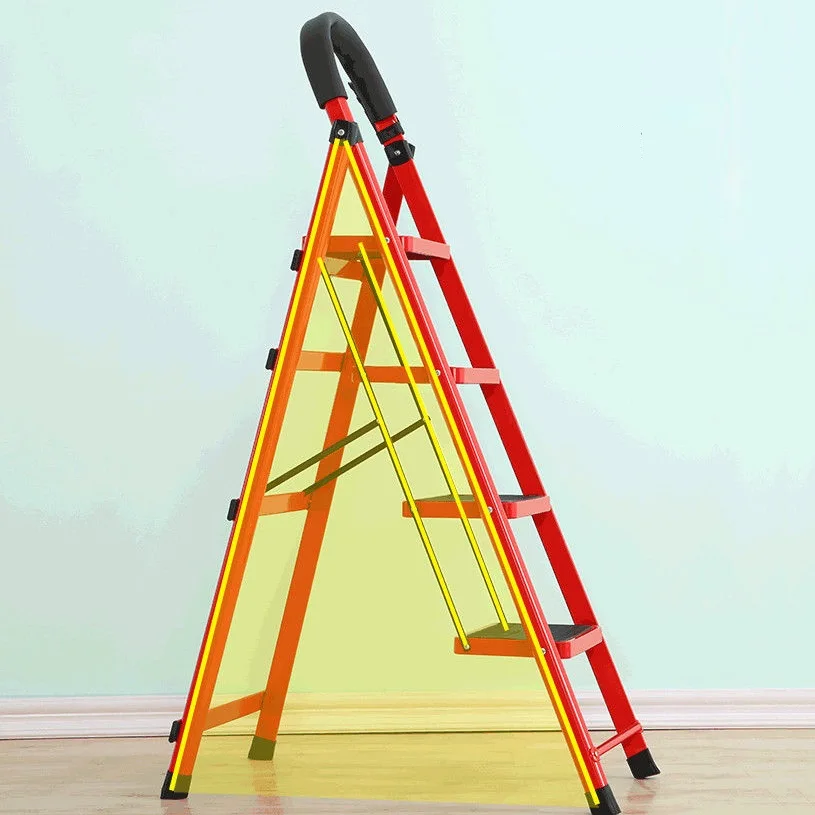 Folding Ladder Home Carbon Steel Thickening Indoor Herringbone Mobile Stairs Telescopic Step Multifunctional Escalator Safe |