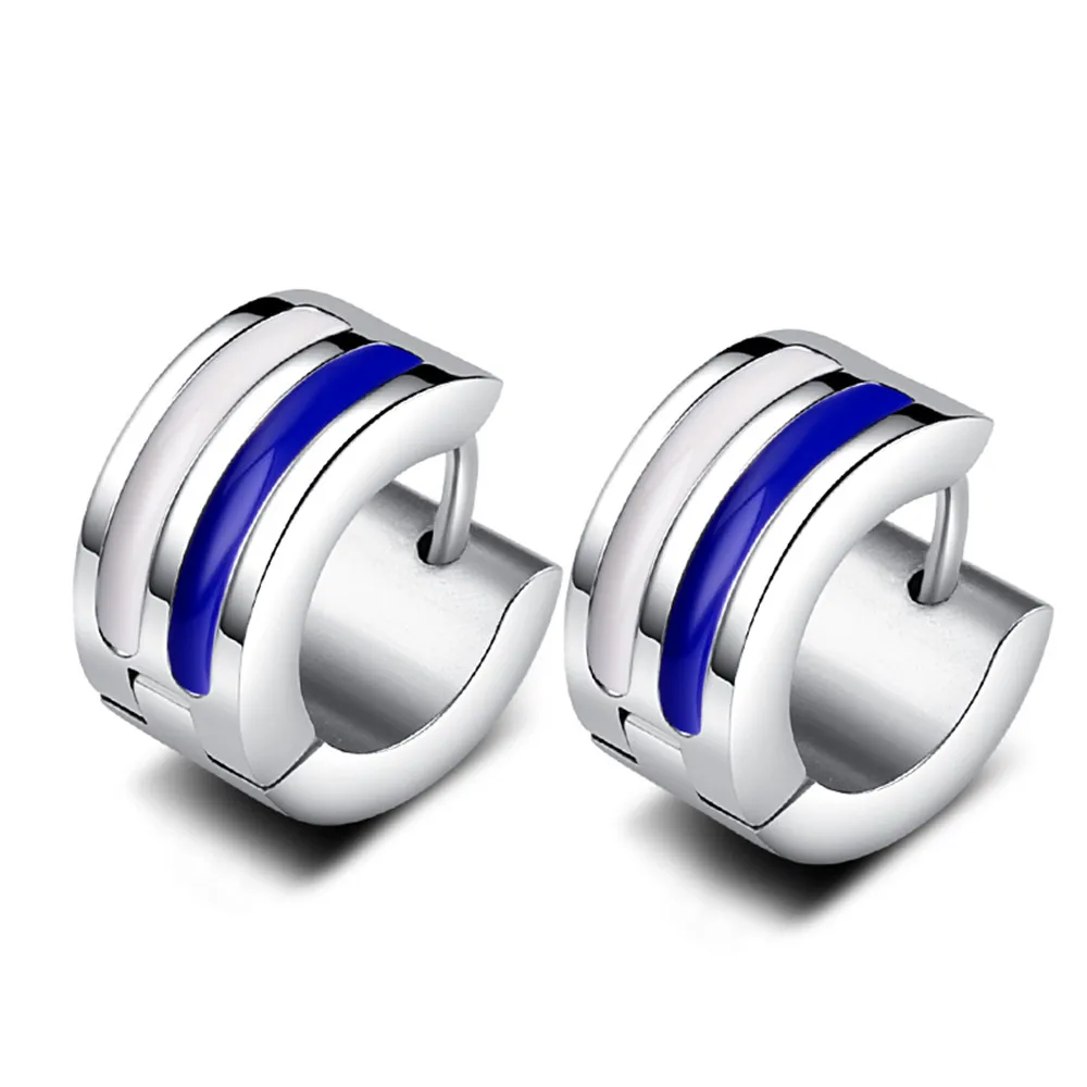 Серьги кольца унисекс из нержавеющей стали белые синие красные черные