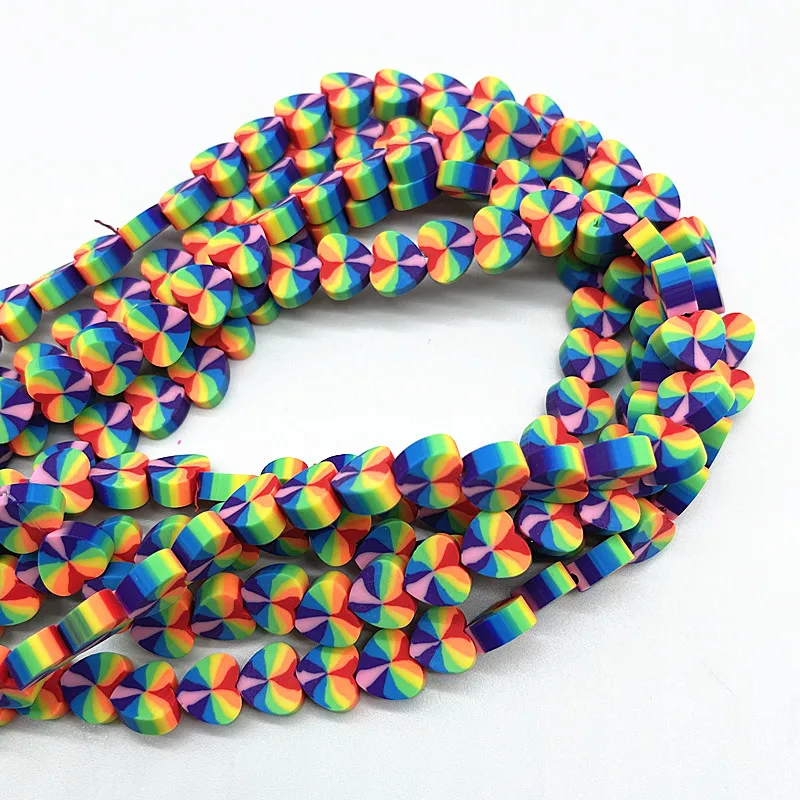 

30pcs10mm Loving Heart Beads Polymer Clay Spacer Loose Beads for Jewelry Making DIY Bracelet Accessories #20