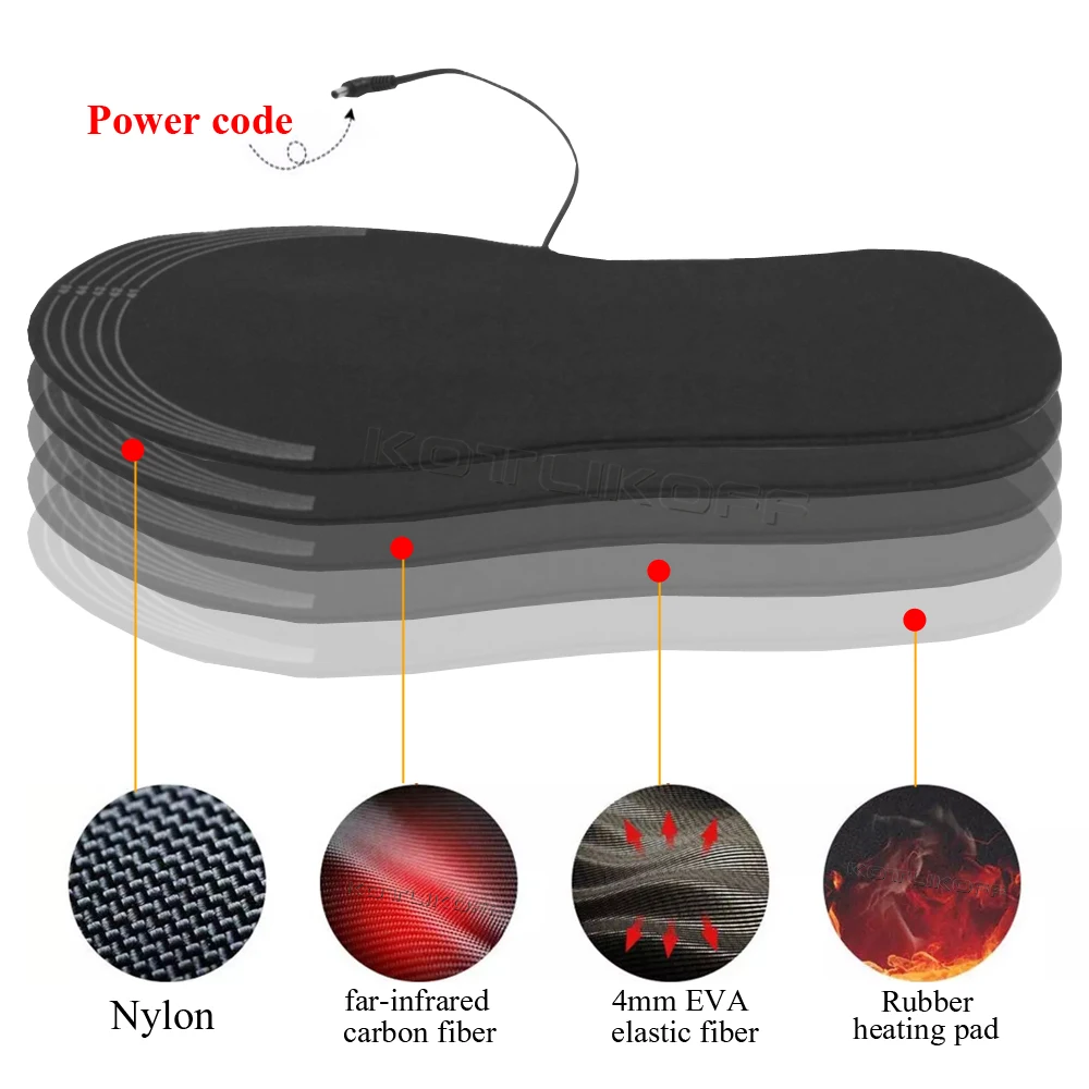 USB Heated Shoe Insoles Electric Foot Warming Pad Feet Warm Sock Pad Mat Electrically Heating Insoles Washable Winter Thermal