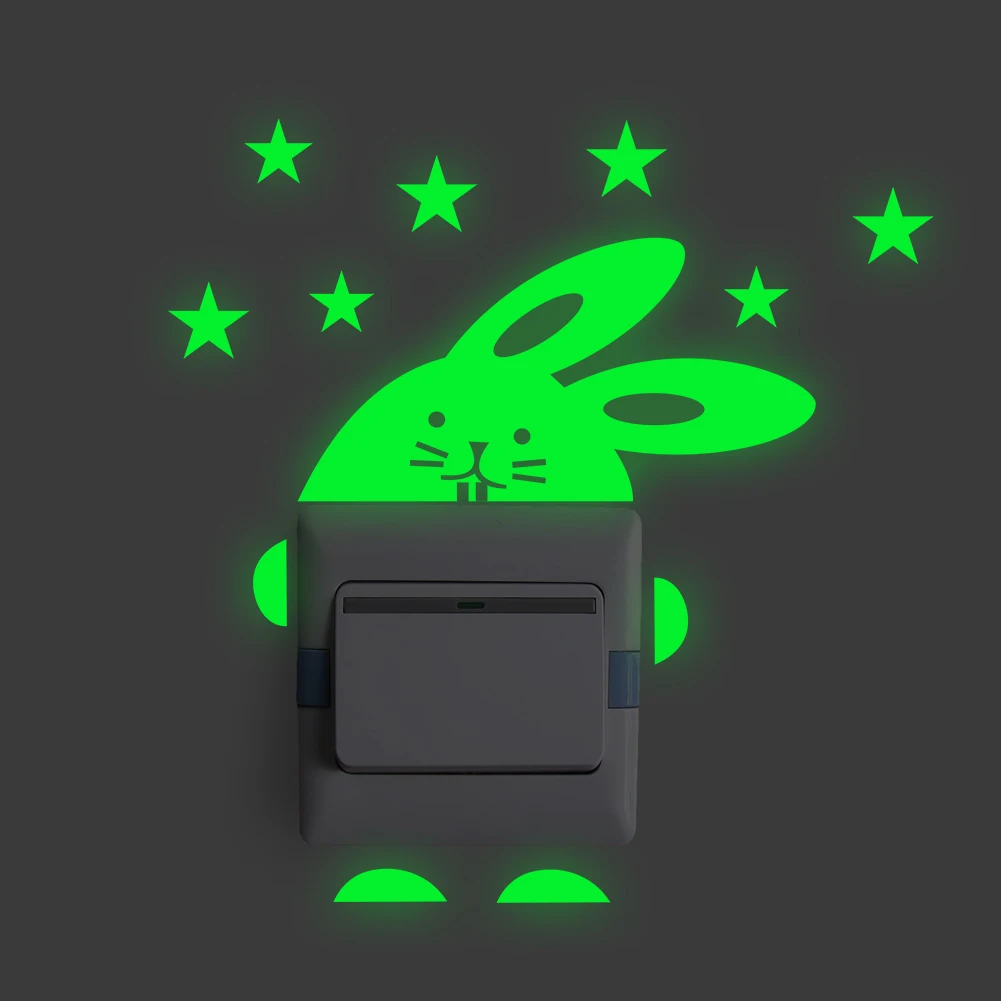 Творческий световой эффект s Наклейка стены спальни декоративный выключатель виниловая художественная роспись Декор Rogue стикер на стену в виде кролика наклейка