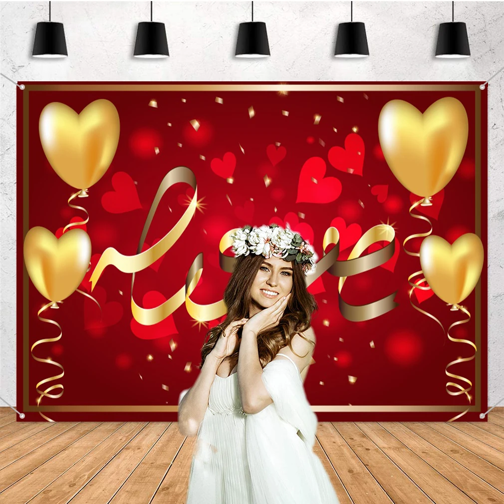 Fondo de amor rojo, globo de amor, cartel de boda para el d&iacute;a de san valent&iacute;n, suministros de fotograf&iacute;a de compromiso-0