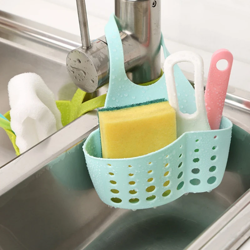 

Kitchen Accessories Sink Soap Sponge Holder Utensils Organizer Bag Adjustable Snap Bathroom Hanging Drain Basket Storage Shelf