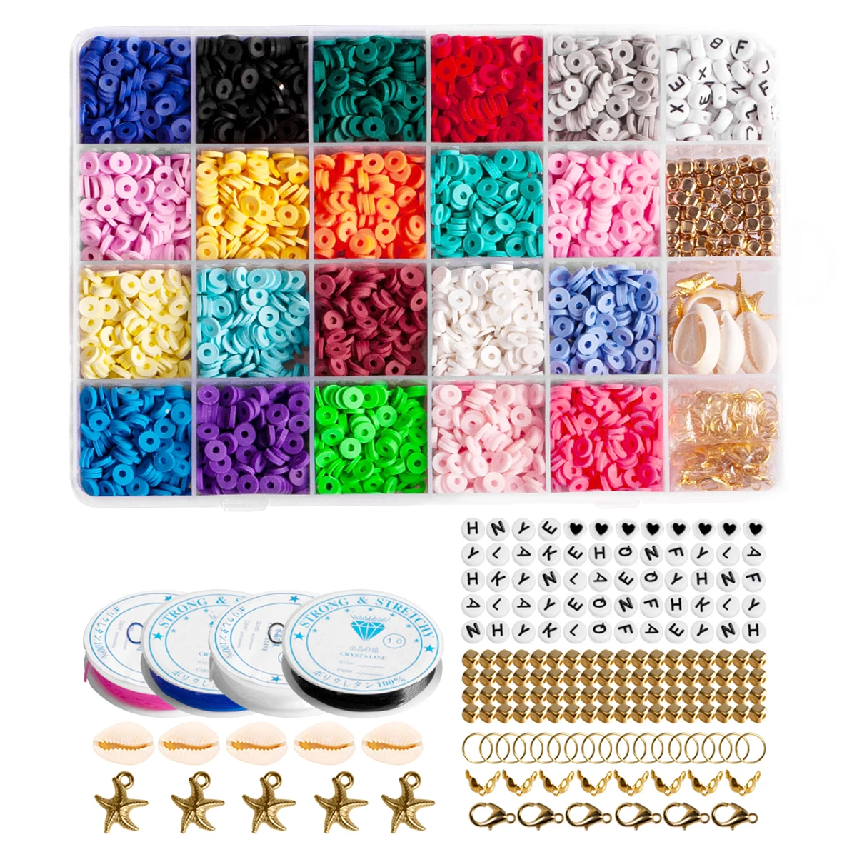 

DIY глиняные бусины, игрушки, круглые глиняные разделительные бусины с эластичными струнами для детей, DIY браслет, ожерелье, ювелирные издели...