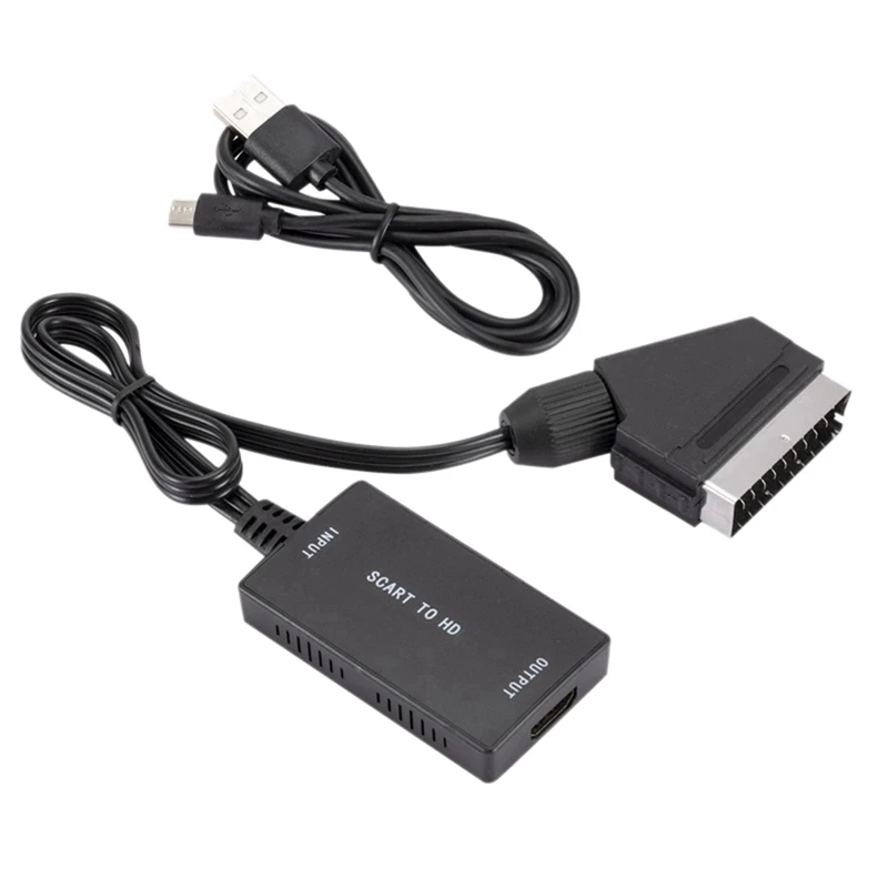 

Преобразователь SCART в HDMI с кабелем HDMI, HD-адаптером, 720P, 1080P, видео, аудио, адаптер для телевизора, монитора, проектора