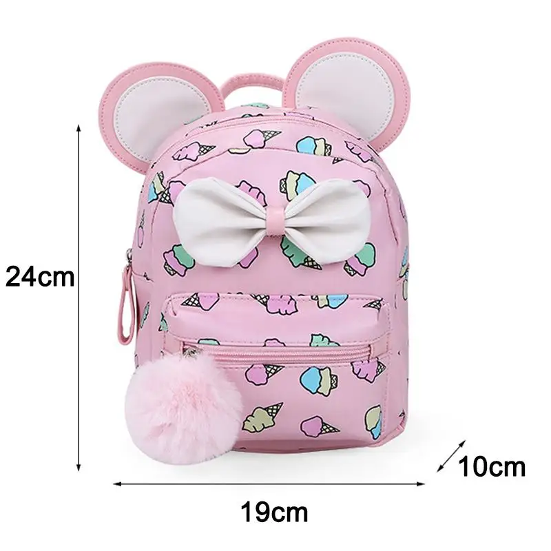 

Mini Children Backpack Leather Girls Bags Kindergarten School Bags 2-3-4-5-6 Years Old Kids Backpack Cute Ears Printed Child Bag