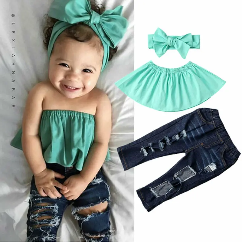 Комплект одежды для маленьких девочек одежда малышей детская топ брюки штаны