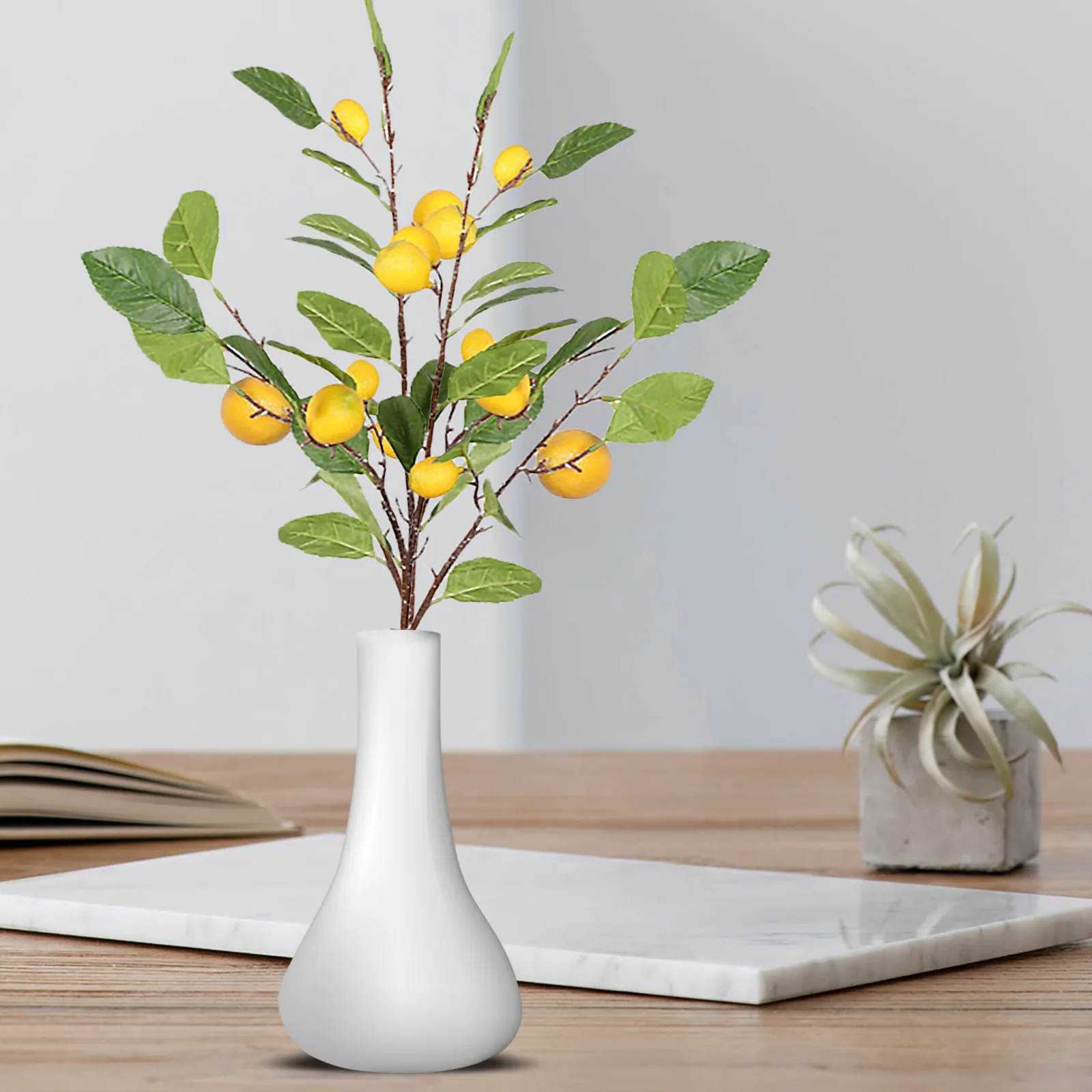 

2pcs 85cmLemon Artificial Flower Simulation Flowers Imitation Plants Fruit Fake Plastic Party Stem Kitchen Home Yellow Branch