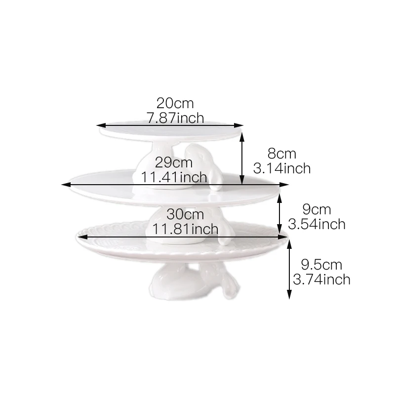Декоративный из белой керамики Банни кролик торт стенд 8/12 дюймов десертные