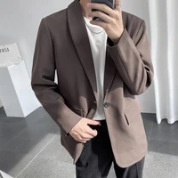 green brown blazer men slim fashion business society mens dress jacket korean loose casual suit jacket men office formal outwear