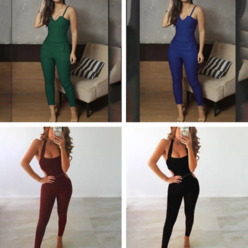 

Женский Летний комбинезон на бретельках, черный сексуальный комбинезон без рукавов, модная повседневная футболка с V-образным вырезом для в...