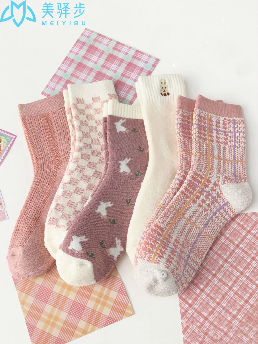 

Female Winter Socks Cotton Thickened Warm Fashionable Japanese Style Lovely Female Sock Winter 4 Pairs Per Set