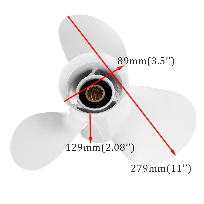 

11 x 15-G Marine PropellerBoat Outboard 663-45943-02-EL Fits For Yamaha 40-60HP Aluminum White 3 Blades 13 Spline Tooth