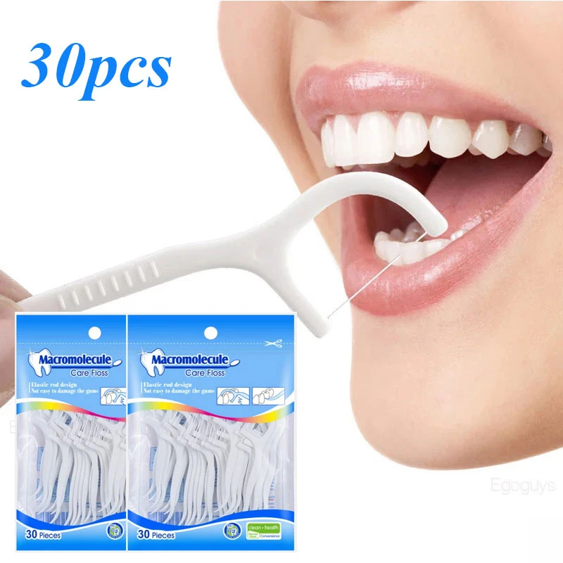 

30Pcs Dental Floss Flosser Picks Toothpicks Teeth Stick Tooth Cleaning Interdental Brush Dental Floss Pick Oral Hygiene Care