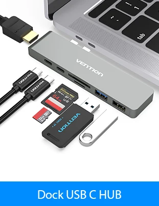 Vention Thunderbolt 3 док-станция USB 3,0 type C к HDMI USB концентратор RJ45 для MacBook Pro nintendo huawei P30/P20 samsung usb c адаптер