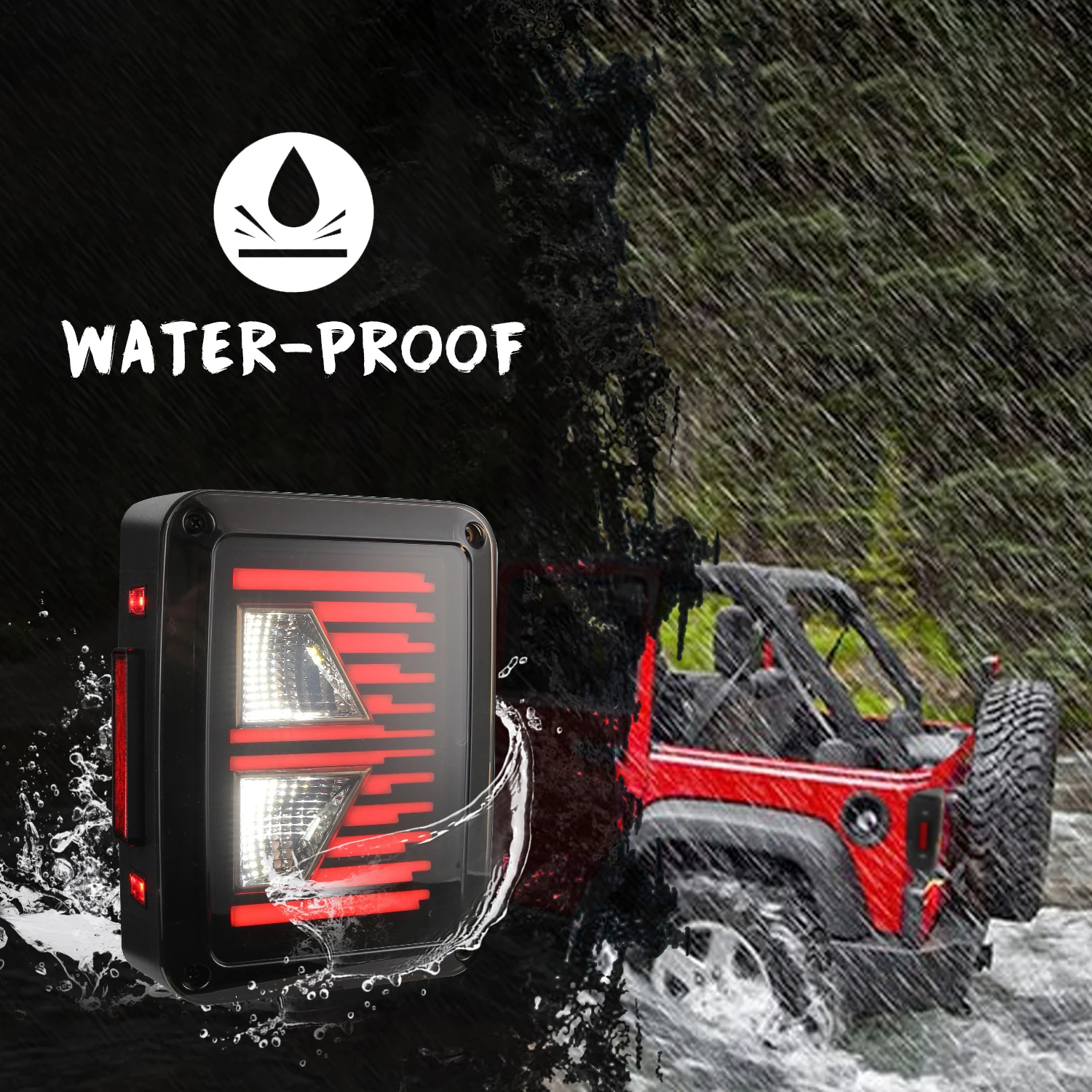 Красный светодиодный задний фонарь в сборе с указателем поворота и резервным