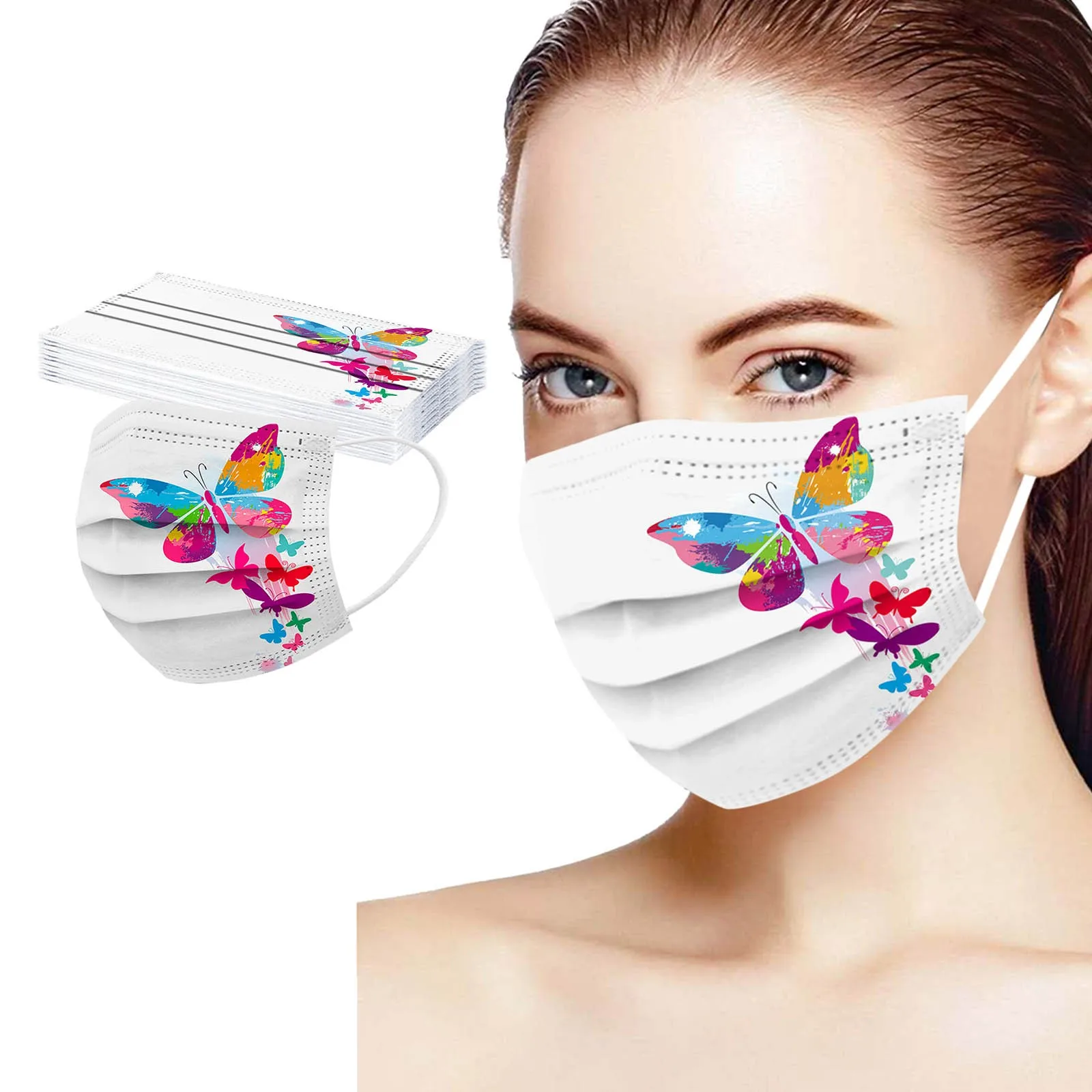 

10PCS Adult Butterfly Mask Disposable Face Mask 3Ply Dust-Proof Facemask Mascarilla Face Cover Earloop Masks Mouth Mask