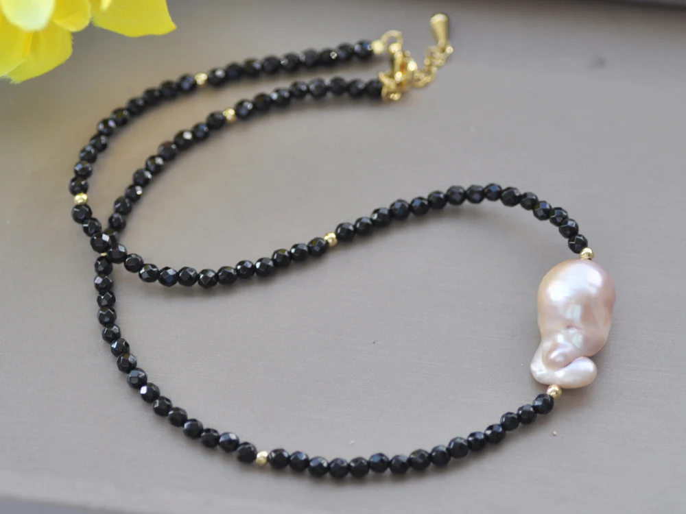 

Ожерелье MCT · STAR Z10638 18 дюймов 25 мм в форме капли, барокко, лаванда, кеши, жемчуг, черное ограненное Агат