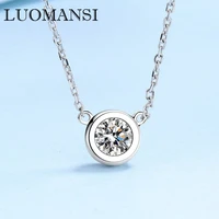 luomansi 1ct 6 5mm round bubble moissanite necklace with gra certificate s925 sterling silver woman jewelry party birthday gift