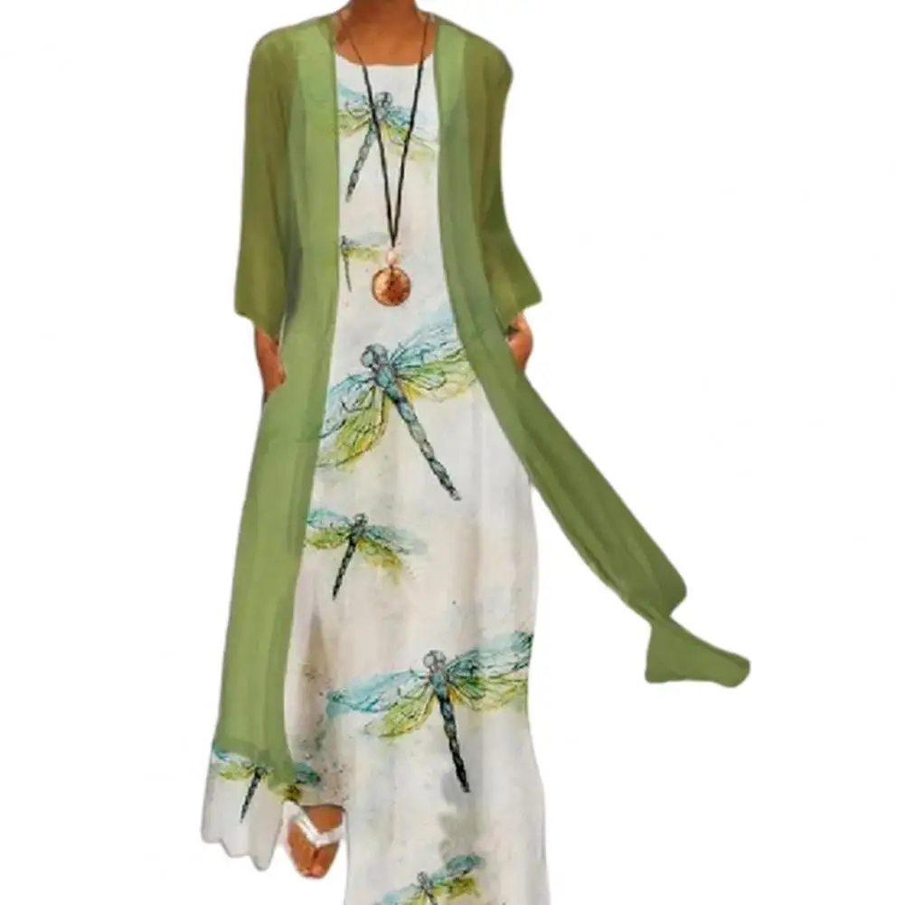 

Платье-кардиган женское длинное без рукавов, с цветочным принтом, 1 комплект