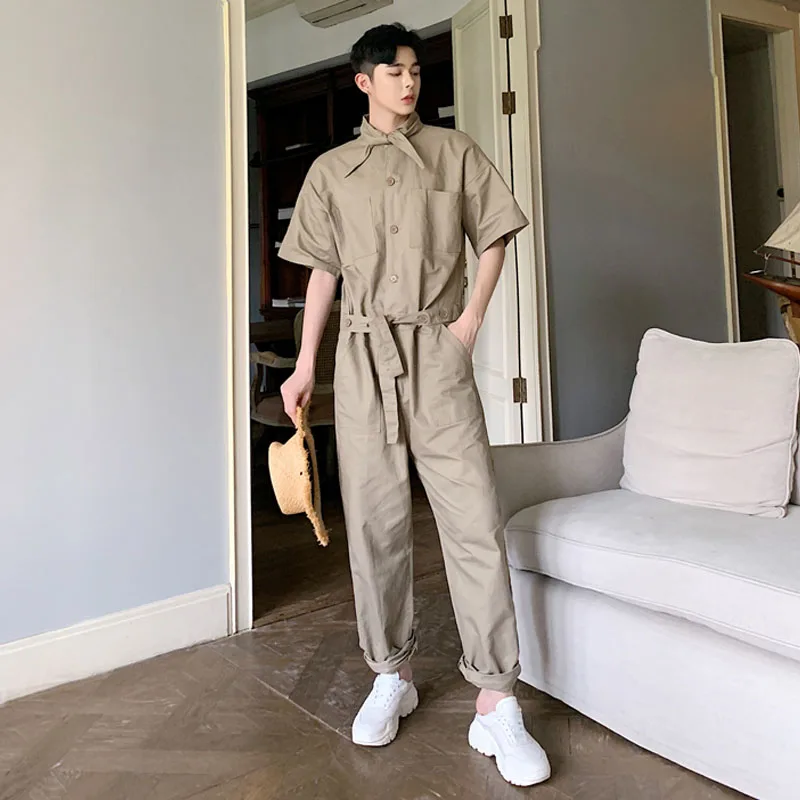 Мужской летний повседневный комбинезон в стиле хип хоп брюки карго с коротким