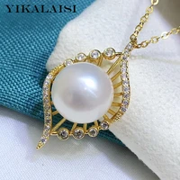 yikalaisi 925 sterling silver jewelry 2020 fine natural oblate pearl jewelry 10 11mm pearl pendants for women wholesale