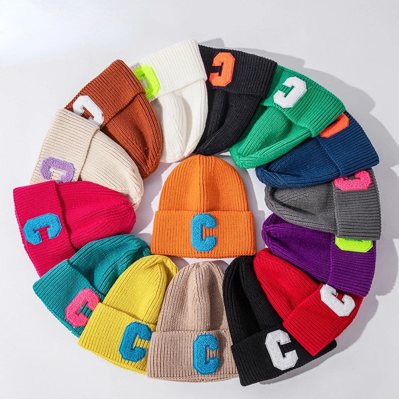 

Women's Hat Korean Style C Letter Solid Color Woolen Hat Casual All-Matching Warm Knitted Hat hats for women fashion winter hat
