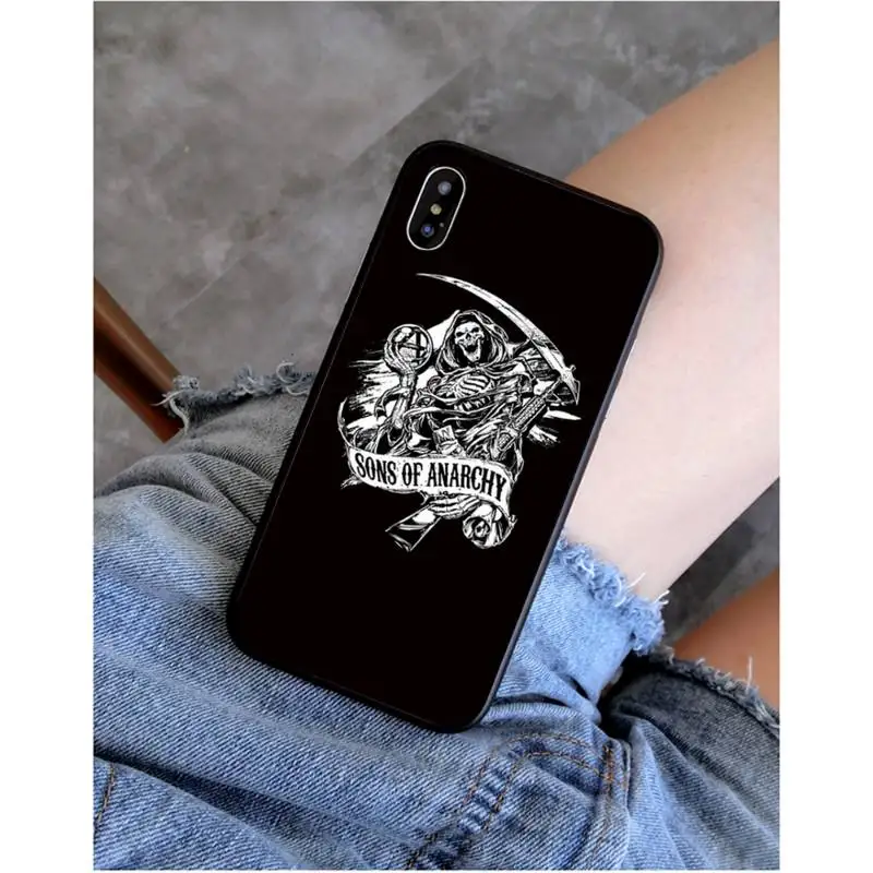 FHNBLJ American TV Sons of Anarchy Black TPU Soft Phone Case Cover for iPhone 11 pro XS MAX 8 7 6 6S Plus X 5 5S SE XR SE2020