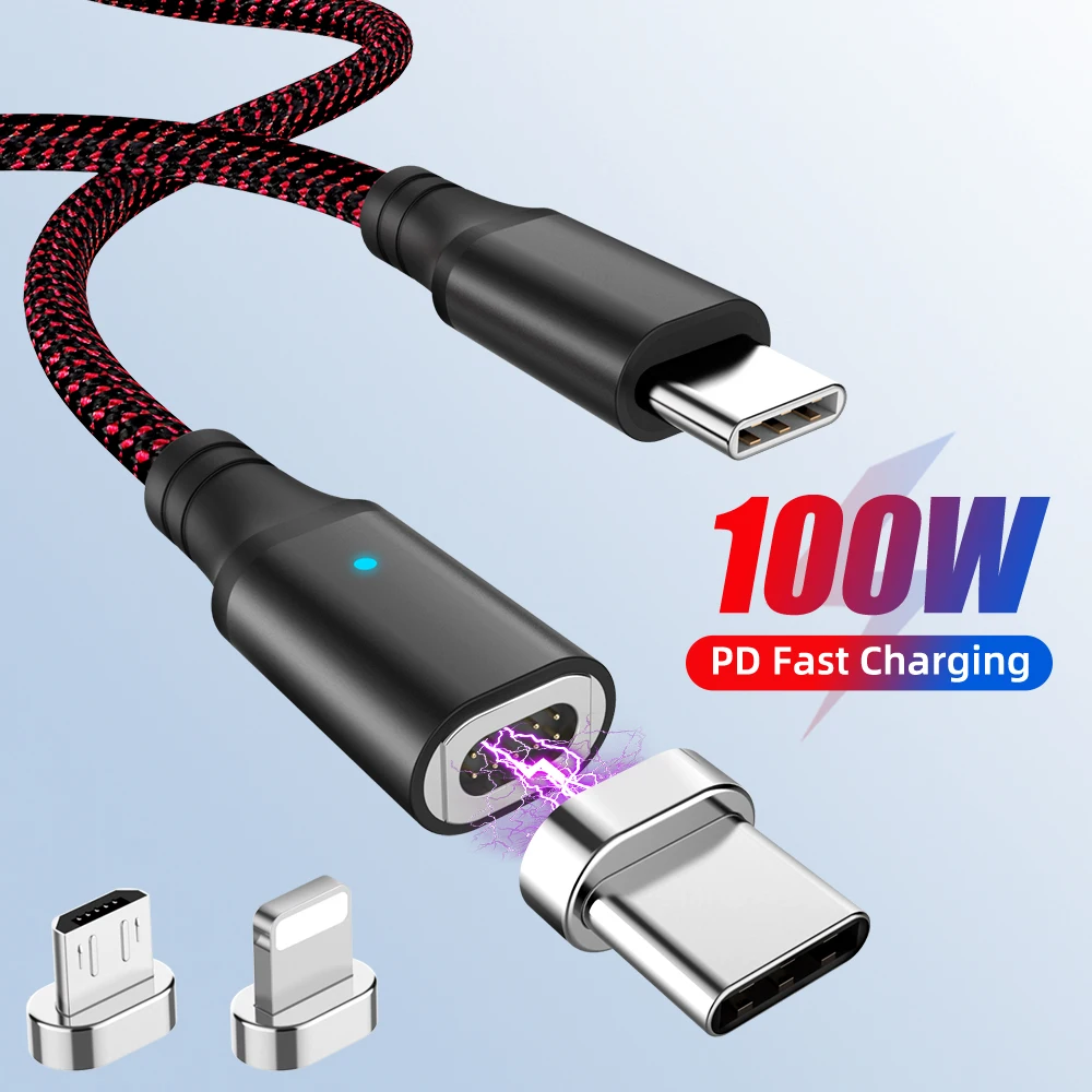 100W магнитное зарядное устройство PD быстрой зарядки Micro USB кабель Type C для передачи
