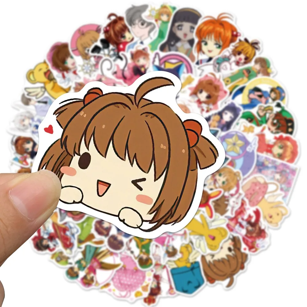50Pcs Card Captor Sakura Stickers Cartoon Waterproof Anime Sticker Skateboard Bicycle Laptop Classic Graffiti Decals Kid Gift - купить по