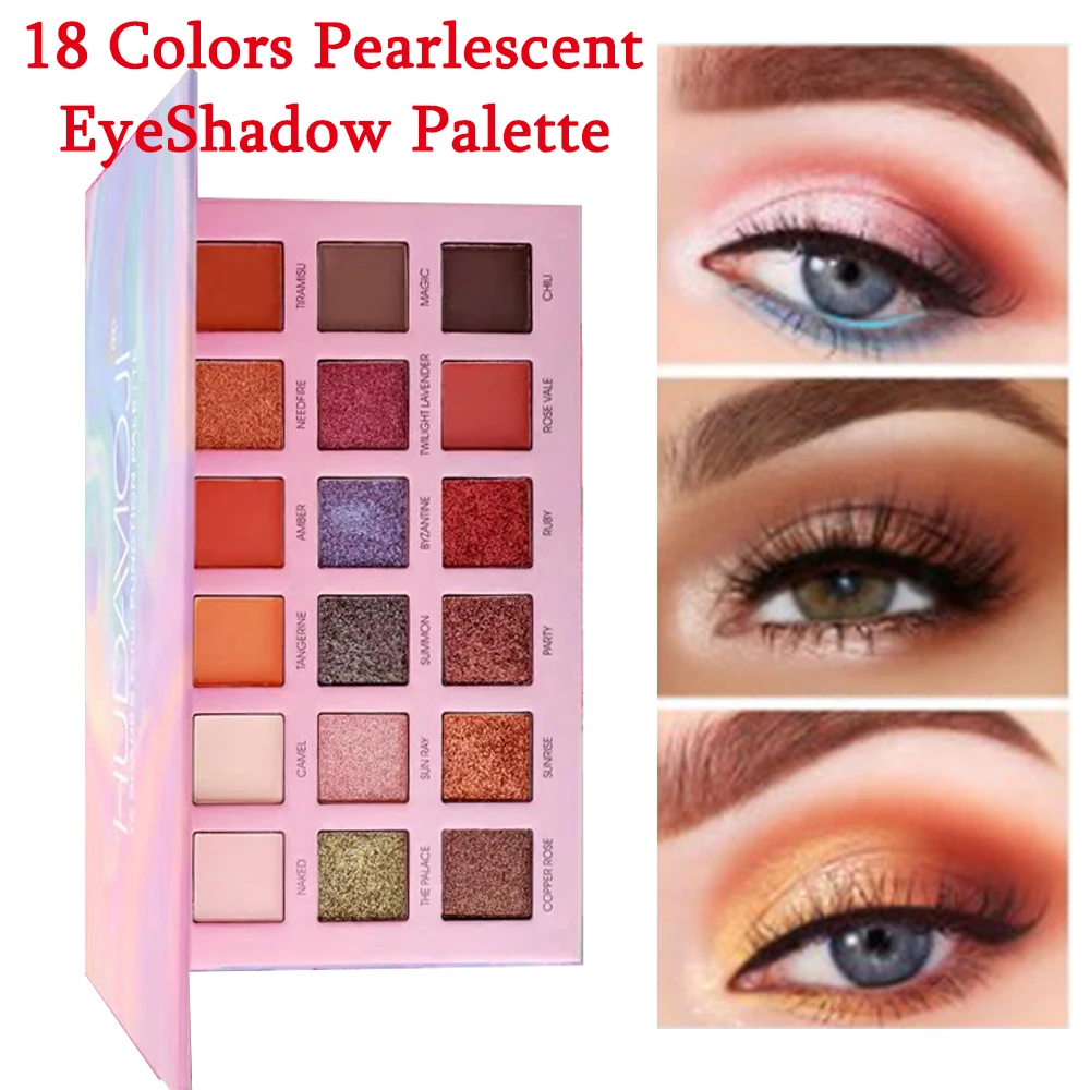 18 цветов телесные Сияющие тени для век Палитра Макияж Блеск Пигмент матовый