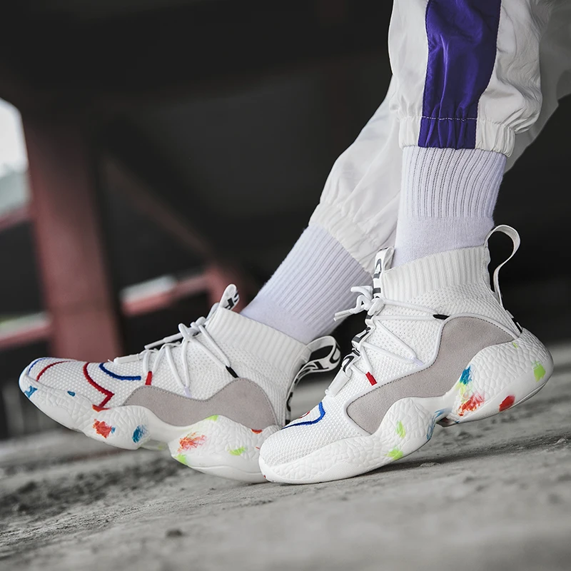 

Plus Size 47 Women's Sock Sneakers Knit Breathable Women Men Shoes 2019 Fashion Woman Chunky Trainers Lady black White