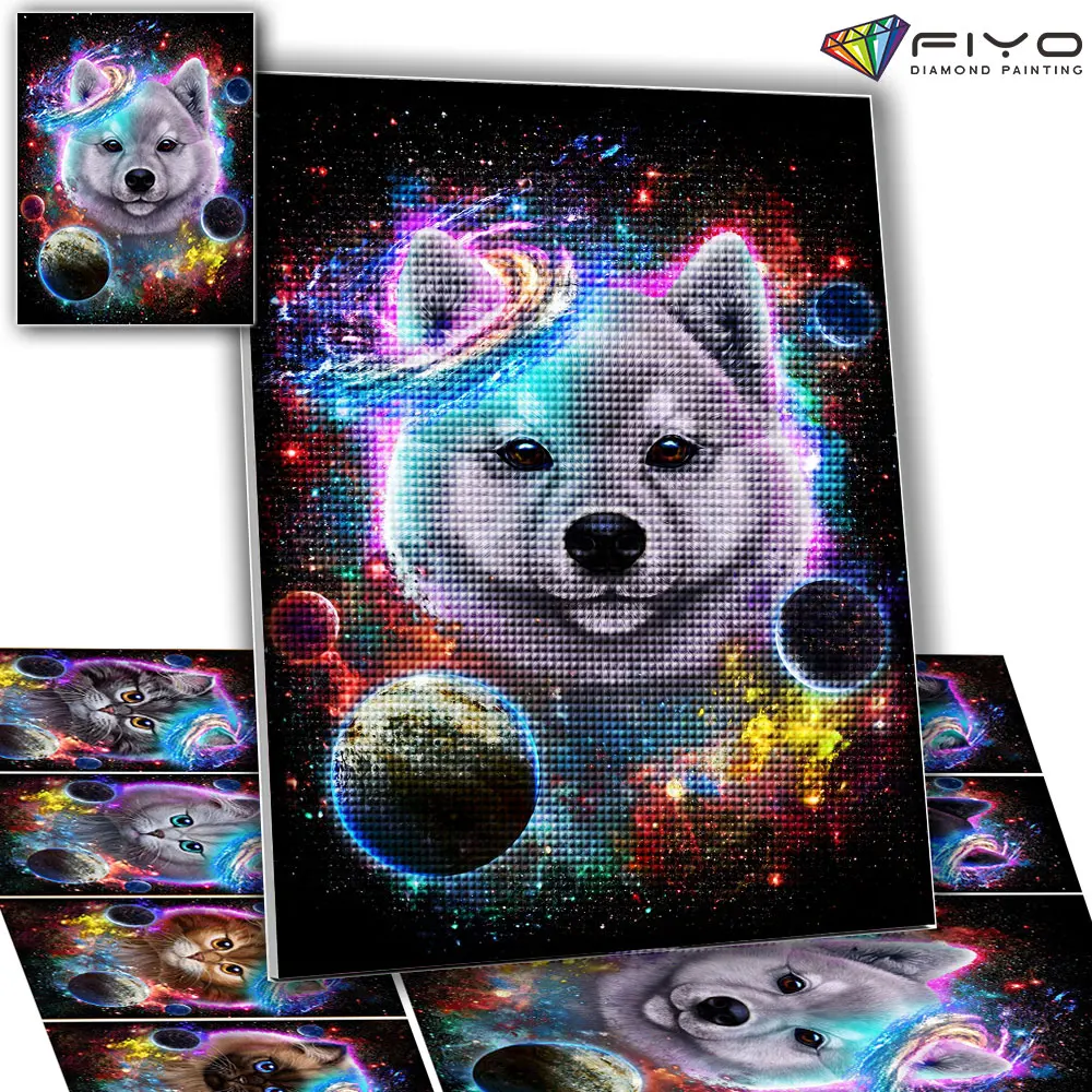 5D картина из страз космическая собака полная квадратная фотография кошки Стразы
