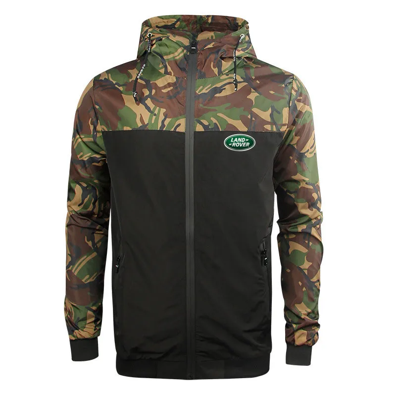 

Land Rover 2021 men's new sports camouflage stitching windbreaker jacket men's fashion hooded casual jacket thin coat