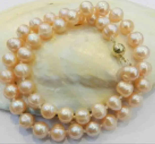 

8-9mm Real Natural Pink Cultivation Pearl Necklace 18"