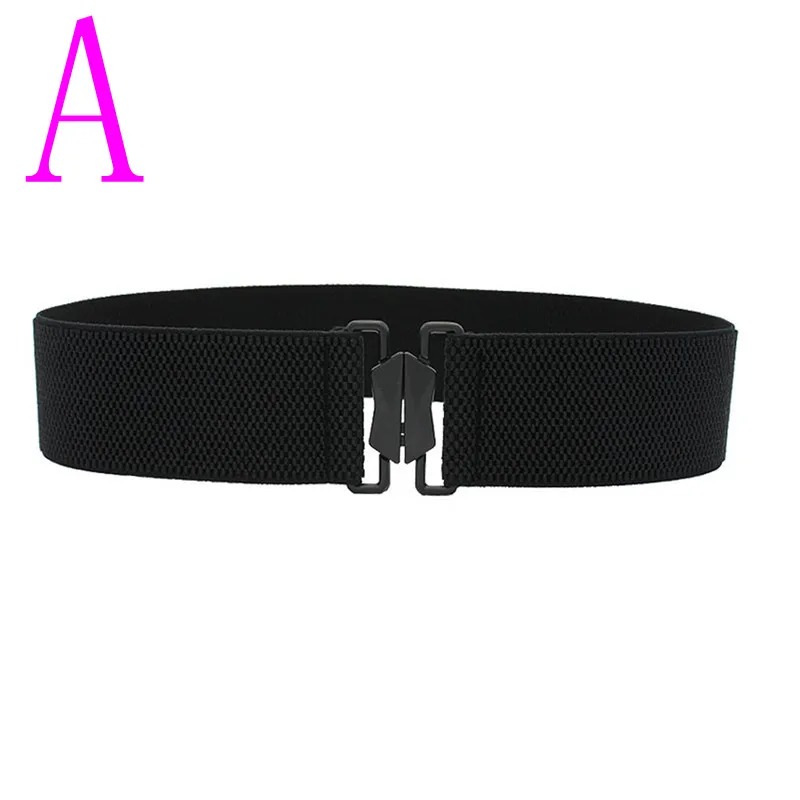 

Women Polyester Lady Wide Stretch Buckle Woven Geometry Elastic Belt Cinch High Waistband