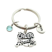 cheer leading creative initial letter monogram birthstone keychains keyrings fashion jewelry women gifts accessories pendants