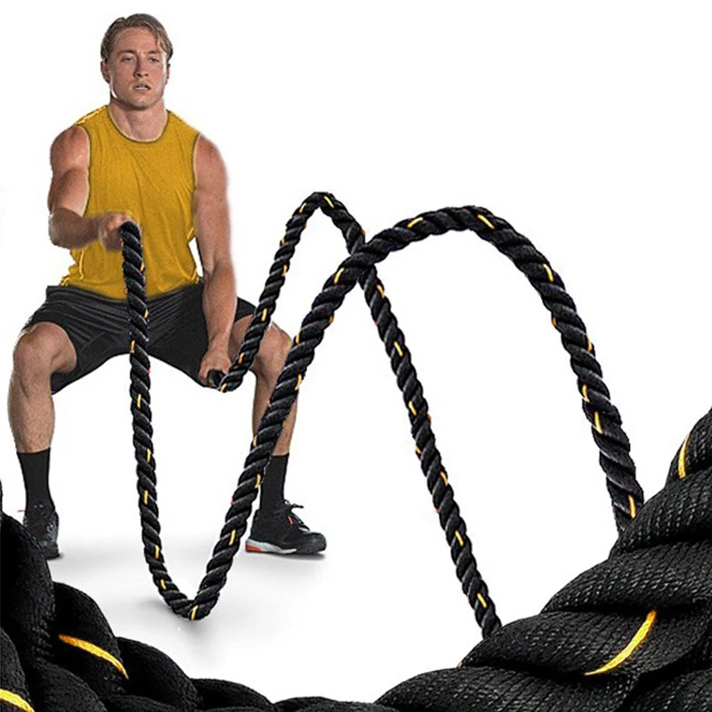 Bodybuilding 12m/15m Battle Rope Exercise Workout Strength Cardio Training Undulation Home Fitness Black HWC | Спорт и развлечения