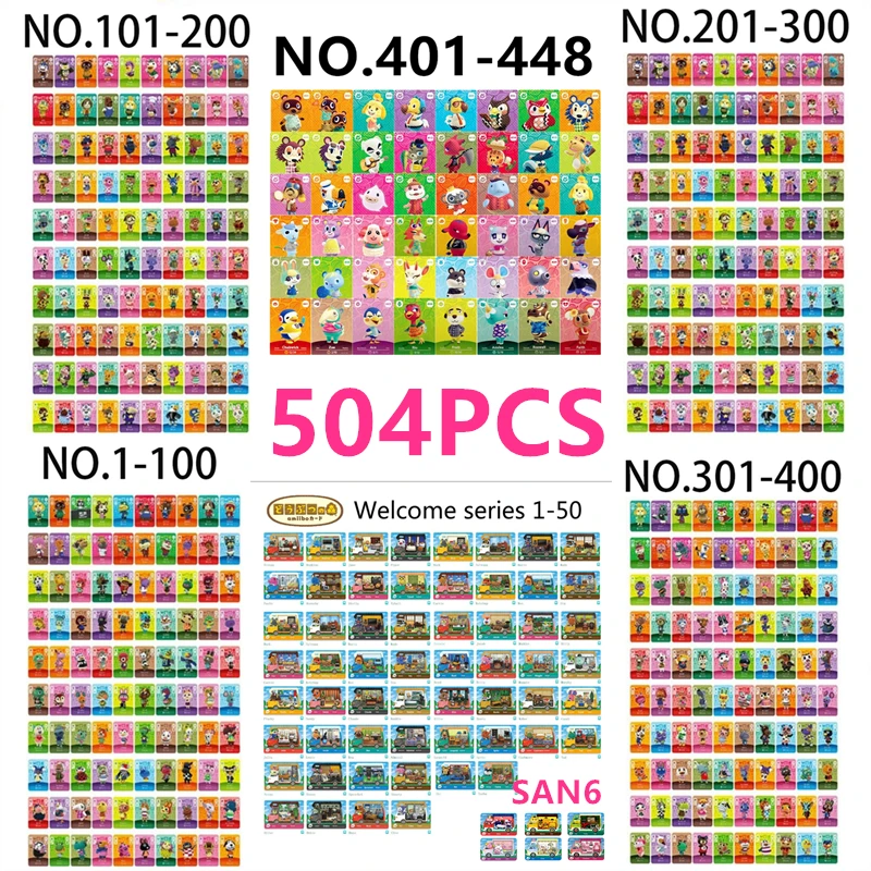 

Полные 504 шт. серий 1 + 2 + 3 + 4 + 5 + Welcome50 + San6, карты для животных Croxxing, карты NFC ДЛЯ NS Switch ACNH Mini