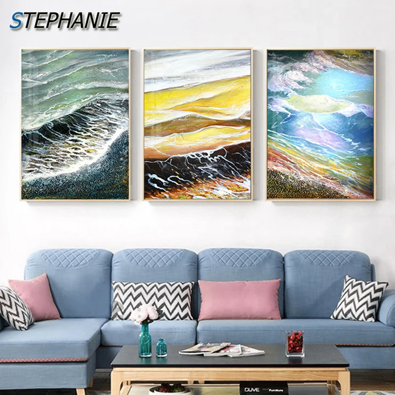 

Abstract Flowing Clouds Canvas Painting Pink Purple Posters Blue Green Print Fashion Canvas Art HD Wall Pictures for Living Room