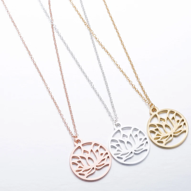 Цепочка-чокер Sasusp из нержавеющей стали с подвеской в виде цветка лотоса ожерелье