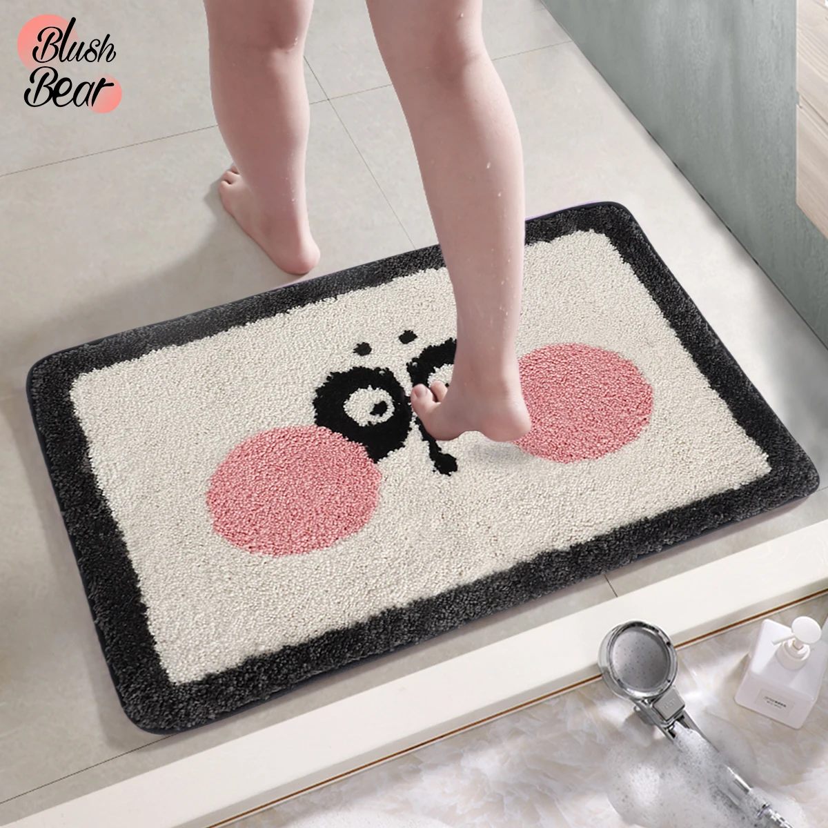 

Плюшевый замшевый коврик в ванную комнату с изображением мишки панды, нескользящий напольный флокирующий коврик с высоким водопоглощением...