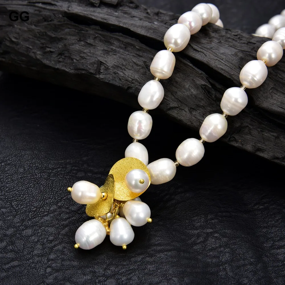 

GuaiGuai Jewelry Natural Pearl White Rice Pearl Necklace Pearl Pendant