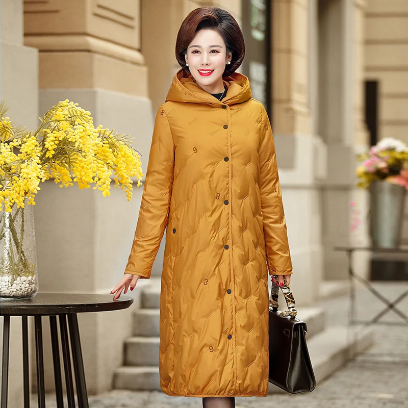 Белая куртка пуховик 2019 женская зимняя длинное плотное пальто для женщин пуховая