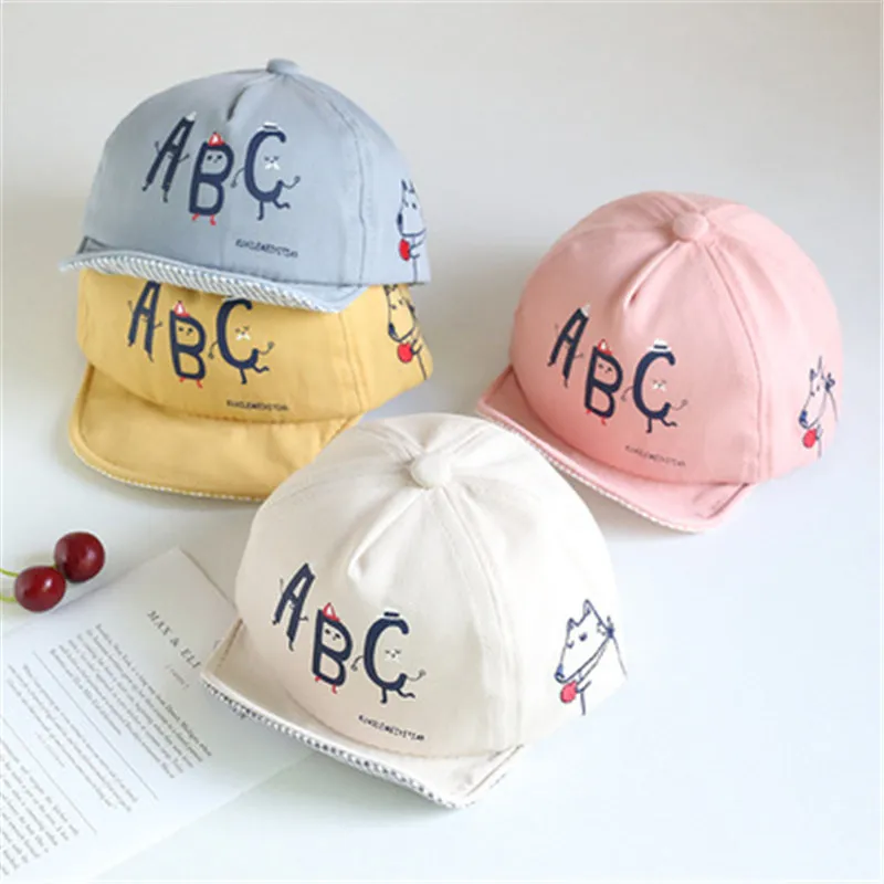 

4 Colors Optional Children Cotton Alphabet ABC Baseball Cap Baby Adjustable Soft Brim Sunscreen Hats